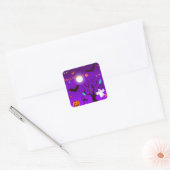 Sonnige Halloween-Kreaturen und Bonbons Quadratischer Aufkleber (Umschlag)