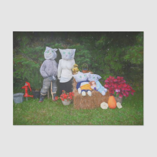 Sonnige Herbstfamilie Rustikaler Bauernhof Seidenpapier (Vorderseite)