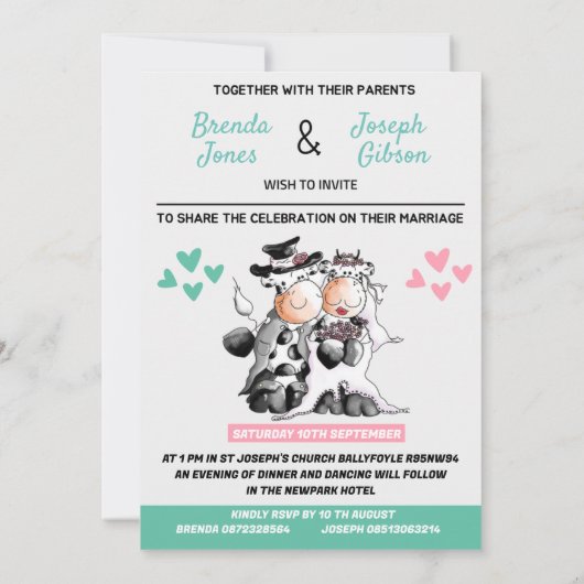 Sonnige Hochzeit Einladung mit Kühen (Rückseite)