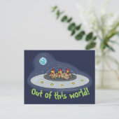 Sonnige Hühner im Raumschiff Cartoon Postkarte (Stehend Vorderseite)