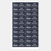 Sonnige Hühner im Weltraum Cartoon personalisiert Etiketten (Blatt)