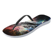 Sonnige Katze im Weltraum Badesandalen (Schrägansicht)