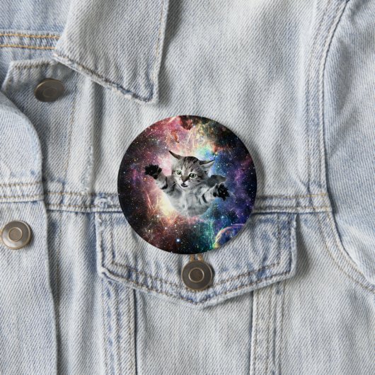 Sonnige Katze im Weltraum Button (Beispiel)