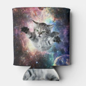 Sonnige Katze im Weltraum Dosenkühler (Rückseite)