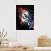 Sonnige Katze im Weltraum Poster (Küche)