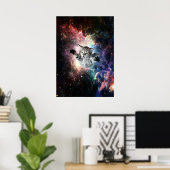 Sonnige Katze im Weltraum Poster (Heimbüro)