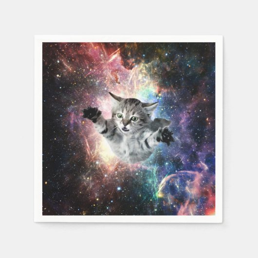 Sonnige Katze im Weltraum Serviette (Vorderseite)