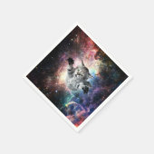 Sonnige Katze im Weltraum Serviette (Ecke)