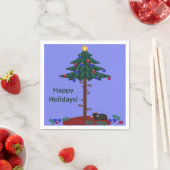 Sonnige Katze mit Weihnachtsbaum Serviette (Beispiel)