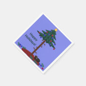 Sonnige Katze mit Weihnachtsbaum Serviette (Ecke)