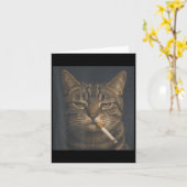 Sonnige Katze mit Zigarette sarkastischen Meme Rau Karte (Gelbe Blume)