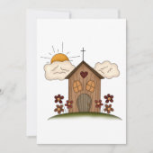 Sonnige Kirche mit Blume Rustikales Landhaus Einladung (Vorderseite)