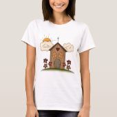 Sonnige Kirche mit Blume Rustikales Landhaus T-Shirt (Vorderseite)