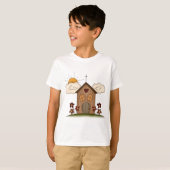 Sonnige Kirche mit Blume Rustikales Landhaus T-Shirt (Vorne ganz)