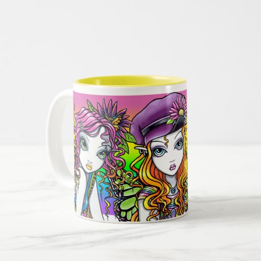 Sonnige Kristall-u. Zweifarbige Tasse (Vorderseite Links)