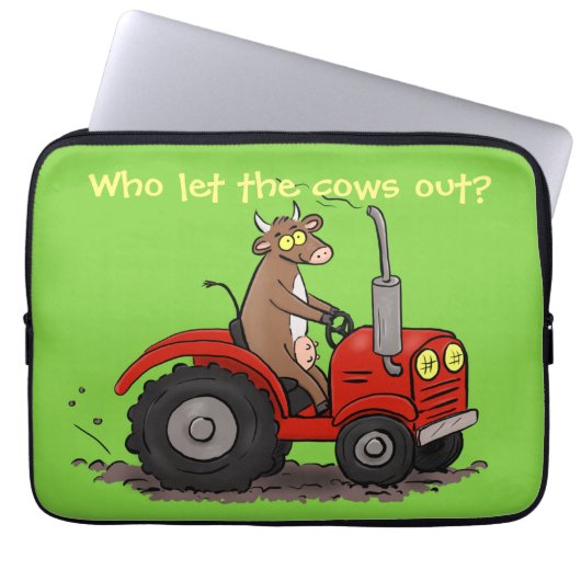 Sonnige Kuh auf der Abbildung des Cartoon eines ro Laptopschutzhülle (Vorderseite)