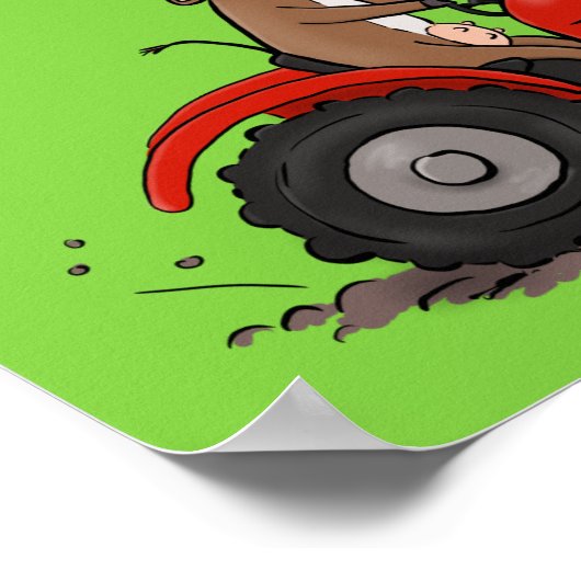 Sonnige Kuh auf der Abbildung des Cartoon eines ro Poster (Ecke)