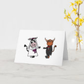 Sonnige Kuh und Bullenhochzeit Karte (Gelbe Blume)
