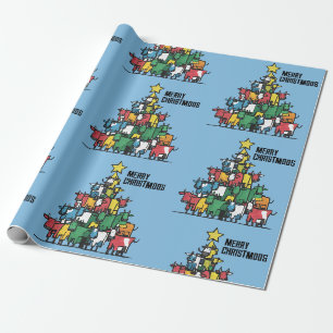Sonnige Kuh Weihnachtsbaum Pun Abstrakt Geschenkpapier