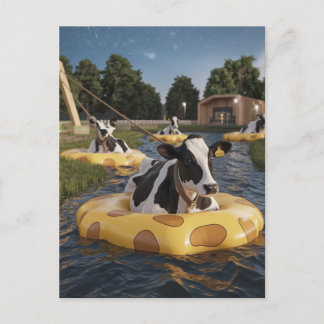 Sonnige Kühe auf einer Floattour Postkarte
