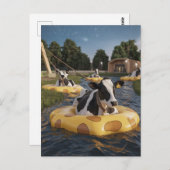 Sonnige Kühe auf einer Floattour Postkarte (Vorne/Hinten)