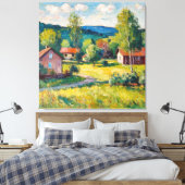 Sonnige Landschaft mit Grün Leinwanddruck (Insitu (Schlafzimmer))