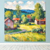 Sonnige Landschaft mit Grün Leinwanddruck (Insitu (Holzboden))