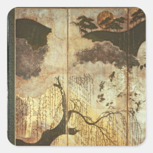 Sonnige Landschaft Quadratischer Aufkleber