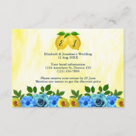 Sonnige Lemon Floral Hochzeitsunterkunft Begleitkarte