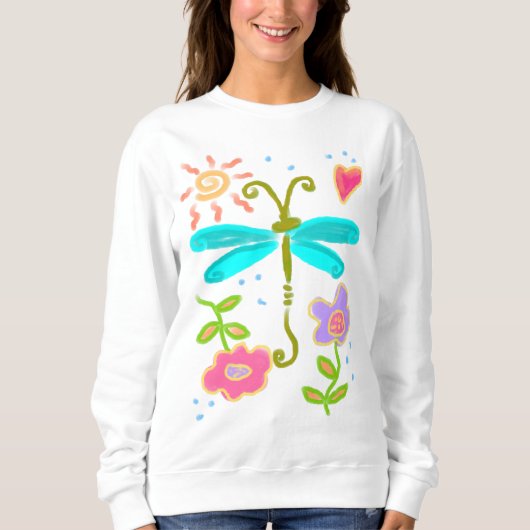 Sonnige Libelle Abstrakte Kunst Sweatshirt (Vorderseite)