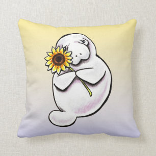 Sonnige Manatis Weg-Leine Art™ Kissen