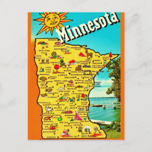 Sonnige Minnesota-Karte Postkarte