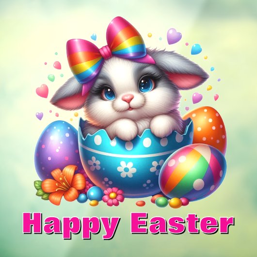 Sonnige Muschel mit bunten Ostereiern Fensteraufkleber (Blatt 3)