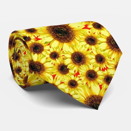 Sonnige nette Sonnenblume-Makroblumencollage Krawatte (Gerollt)