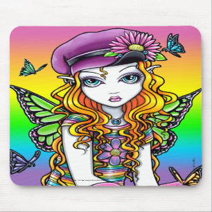 "Sonnige" niedliche Regenbogen-Schmetterlings-Fee Mousepad