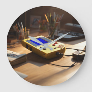 Sonnige Nostalgie: Retro-Handheld-Revival Große Wanduhr