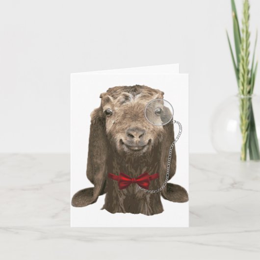 Sonnige nubische Ziege mit Monocle Karte (Vorderseite)