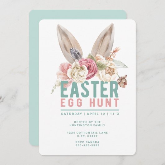 Sonnige Ohren | Einladung zur Ostereierjagd (Vorne/Hinten)