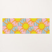 Sonnige orangegelbe Sonnen auf weißem, aquamarin r Yogamatte (Rückseite (Horizontal))