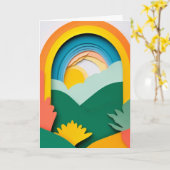 Sonnige Papierlandschaft Karte (Gelbe Blume)