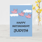 Sonnige Pensionierung bei Fliegen von Schweinen Karte (Gelbe Blume)