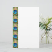 Sonnige Pfau-Feder Briefpapier (Stehend Vorderseite)