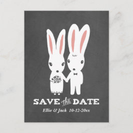 Sonnige Rabbits Hochzeit retten das Datum Ankündigungspostkarte