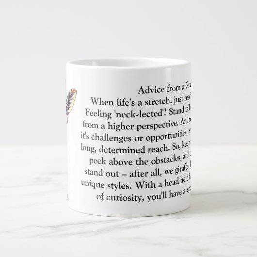 Sonnige Ratschläge von einer Giraffe Jumbo-Tasse (Vorderseite)