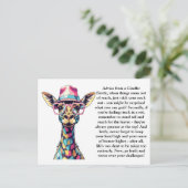 Sonnige Ratschläge von einer Giraffe Postkarte (Stehend Vorderseite)