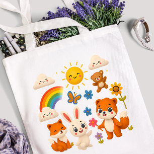 Sonnige Regenbogen-Tierfreunde-Tasche Tasche