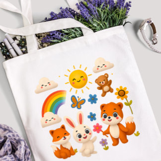 Sonnige Regenbogen-Tierfreunde-Tasche Tasche