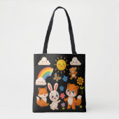 Sonnige Regenbogen-Tierfreunde-Tasche Tasche (Vorderseite)