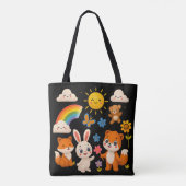 Sonnige Regenbogen-Tierfreunde-Tasche Tasche (Rückseite)