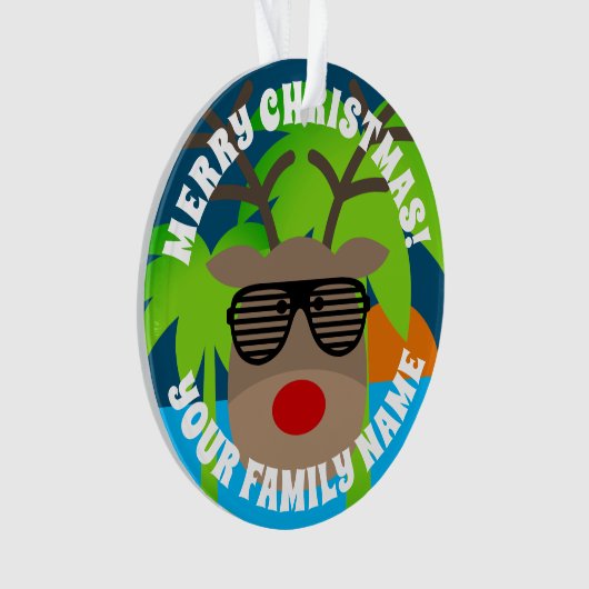 Sonnige Rentiere mit Sonnenbrille tropische Weihna Ornament (Vorderseite)